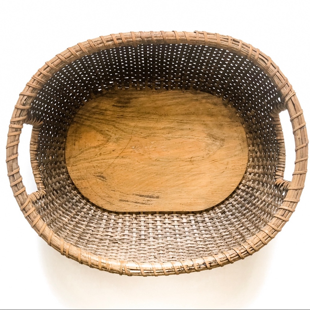 Large Oval Woven Basket with Handles